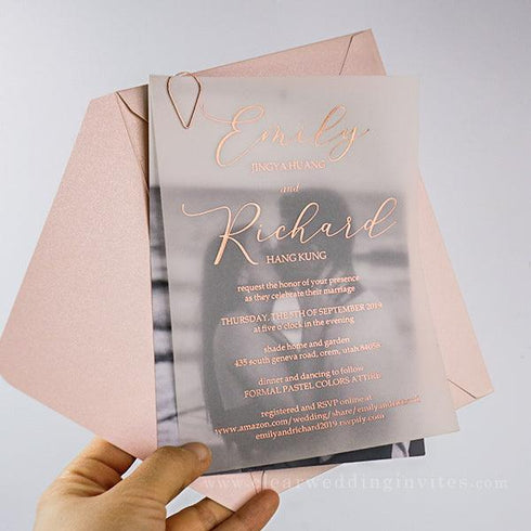 luxury modern custom foil vellum wedding invitation CWIFI01